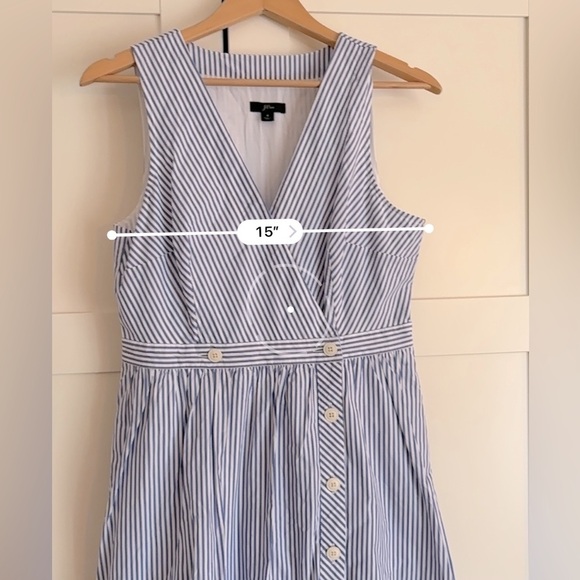 J. Crew Rosina Cotton Coastal Poplin Dress w/ Pockets Midi Length Size 8 - Picture 5 of 7